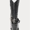 Schwarze Westernstiefel aus Kalbsleder mit Nieten von Ralph Lauren für Damen