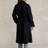 Schwarze Wickelmäntel aus Wollmischung mit steigendem Revers für Damen von Ralph Lauren
