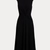 Schwarzes Jerseykleid mit Twist-Front von Ralph Lauren für Damen