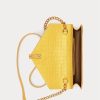 Senfgelbe Ralph Lauren Polo ID Geldbörsen mit Krokodilprägung und Kette für Damen