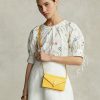 Senfgelbe Ralph Lauren Polo ID Geldbörsen mit Krokodilprägung und Kette für Damen