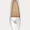 Silber Ralph Lauren Barnsbury Flache Driver-Schuhe aus metallischem Nappaleder für Damen