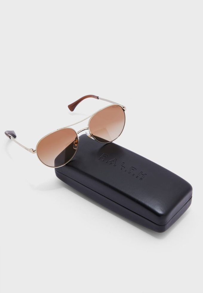 Silberne Damen-Pilotensonnenbrille Ralph Lauren 0Ra4135