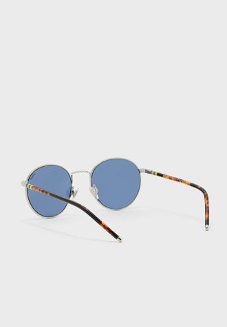 Silberne runde Herrensonnenbrille Ralph Lauren 0PH3133