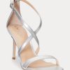 Silberne Sandalen aus Metallic-Leder für Damen von Ralph Lauren Gabriele