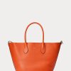 Sunset Orange Damen Ralph Lauren Reversible Leder Medium Bellport Tote Bags
