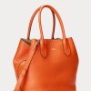 Sunset Orange Damen Ralph Lauren Reversible Leder Medium Bellport Tote Bags