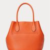 Sunset Orange Damen Ralph Lauren Reversible Leder Medium Bellport Tote Bags