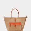 Sunset Orange Damen Ralph Lauren Reversible Leder Medium Bellport Tote Bags