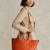 Sunset Orange Damen Ralph Lauren Reversible Leder Medium Bellport Tote Bags