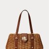 Walnut/Lauren Tan Damen Ralph Lauren Rattan Medium Lilly Satchel Taschen