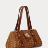 Walnut/Lauren Tan Damen Ralph Lauren Rattan Medium Lilly Satchel Taschen