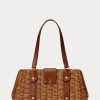 Walnut/Lauren Tan Damen Ralph Lauren Rattan Medium Lilly Satchel Taschen