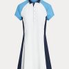 Weiß / Blaues Ralph Lauren Color-Block-Kleid aus Stretch-Jersey für Damen