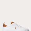 Weiß / Braune Herren Ralph Lauren Heritage Court II Leder-Sneaker