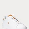Weiß / Braune Herren Ralph Lauren Heritage Court II Leder-Sneaker