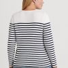 Weiß / Marineblau gestreifte Langarmshirts aus Baumwolle von Ralph Lauren für Damen