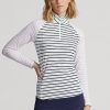Weiß / Marineblau / Rosa Ralph Lauren Damen gestreifte Stretch-Jersey-Sweatshirts