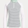 Weiß / Marineblau / Rosa Ralph Lauren Damen gestreifte Stretch-Jersey-Sweatshirts
