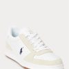 Weiß / Marineblaue Ralph Lauren Court Sneakers aus Leder und Wildleder für Herren