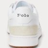 Weiß / Marineblaue Ralph Lauren Court Sneakers aus Leder und Wildleder für Herren