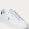 Weiß / Marineblaue Ralph Lauren Heritage Court II Leder-Sneaker für Herren