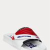 Weiß / Rot Herren Ralph Lauren Color-Blocked Leder Moto Hausschuhe