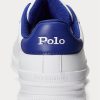Weiß / Royalblaue Ralph Lauren Heritage Court II Leder-Sneaker für Herren