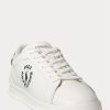 Weiß / Schwarz Herren Ralph Lauren Heritage Court II Leder Sneakers