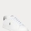 Weiß / Schwarz Herren Ralph Lauren Heritage Court II Leder Sneakers