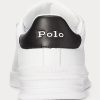 Weiß / Schwarz Herren Ralph Lauren Heritage Court II Leder Sneakers