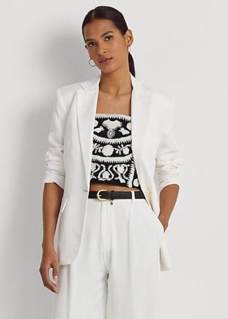 Weiße Blazer aus Leinenmischung von Ralph Lauren für Damen