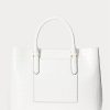 Weiße Damen Ralph Lauren Geprägte Leder Große Marcy Satchel Taschen