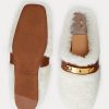 Weiße Damen Ralph Lauren Polo ID Shearling Flache Schuhe