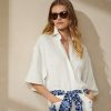 Weiße Damen Ralph Lauren Soloman Leinenbluse