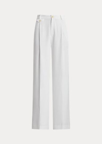 Weiße Georgette-Hose mit Falten für Damen von Ralph Lauren