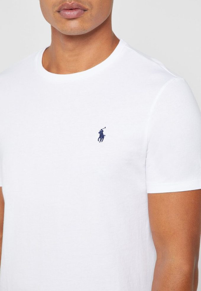 Weiße Herren Ralph Lauren Custom Slim Fit Baumwoll-T-Shirts
