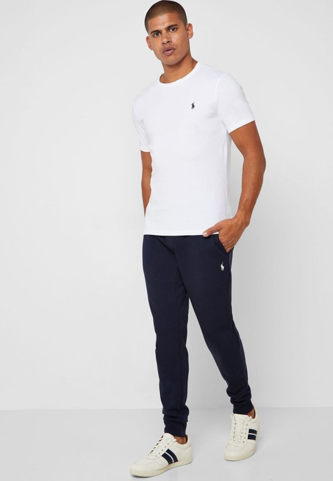 Weiße Herren Ralph Lauren Custom Slim Fit Baumwoll-T-Shirts
