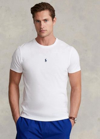 Weiße Herren Ralph Lauren Custom Slim Fit Rundhals-T-Shirts