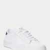 Weiße Herren-Sneakers „Nelson“ von Ralph Lauren aus Mesh mit Lederbesatz