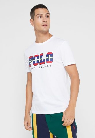 Weiße Herren-T-Shirts mit Rundhalsausschnitt und Logo von Ralph Lauren