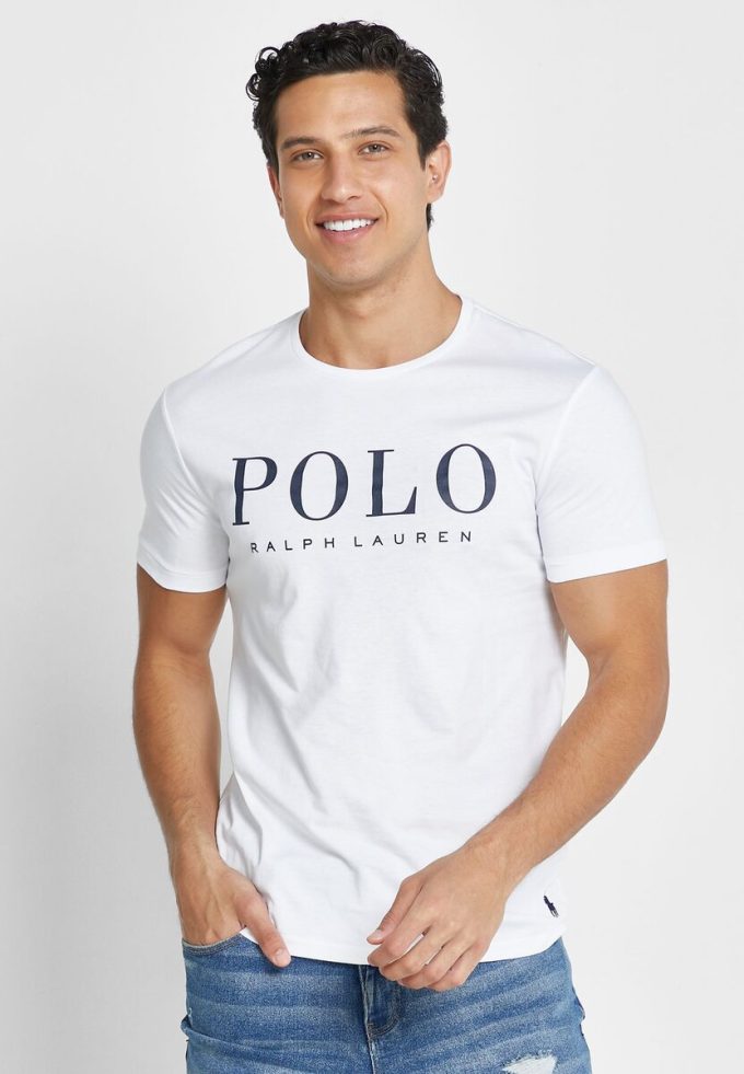 Weiße Herren-T-Shirts mit Rundhalsausschnitt und Logo von Ralph Lauren