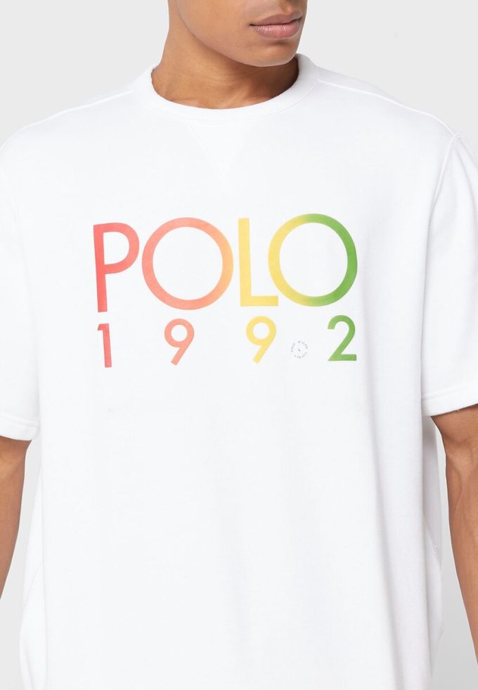 Weiße Herren-T-Shirts mit Rundhalsausschnitt und Logo von Ralph Lauren
