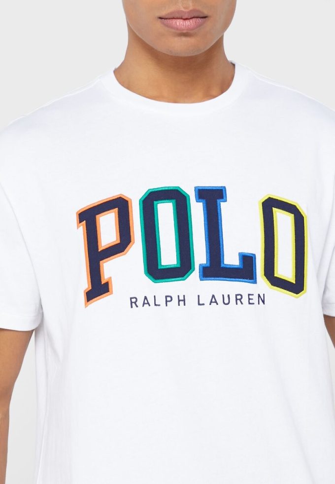 Weiße Herren-T-Shirts mit Rundhalsausschnitt und Logo von Ralph Lauren