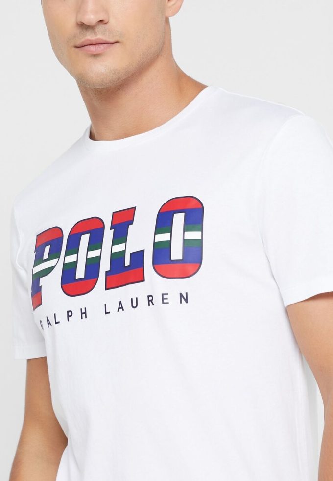 Weiße Herren-T-Shirts mit Rundhalsausschnitt und Logo von Ralph Lauren