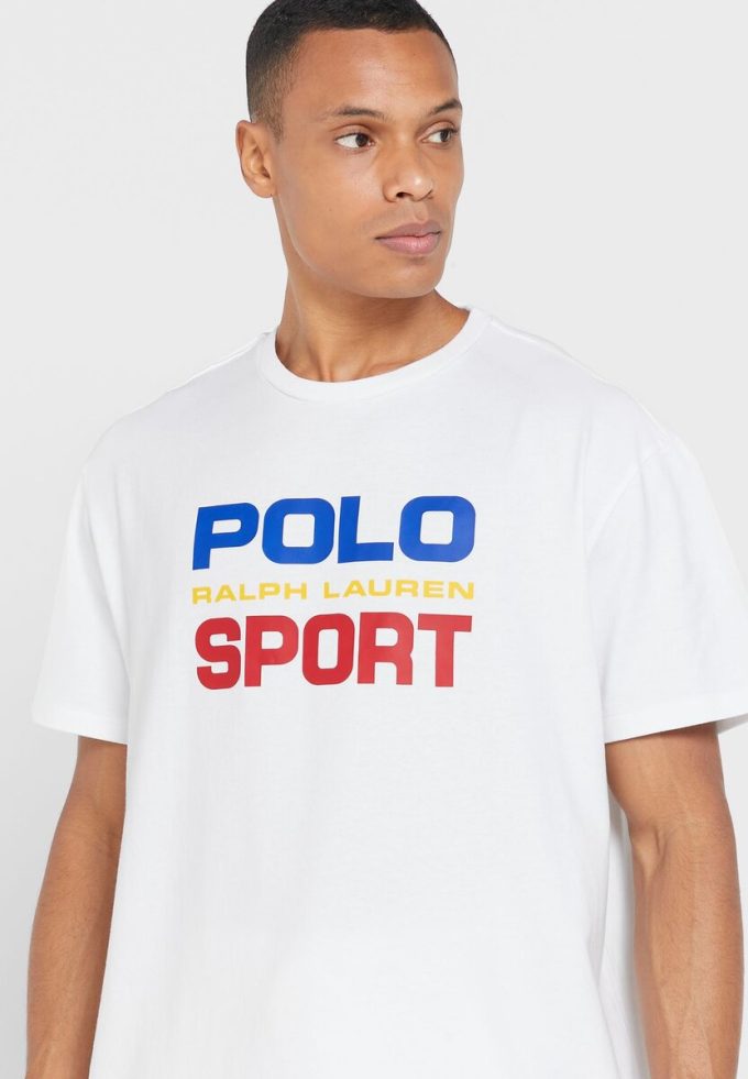 Weiße Herren-T-Shirts mit Rundhalsausschnitt und Logo von Ralph Lauren