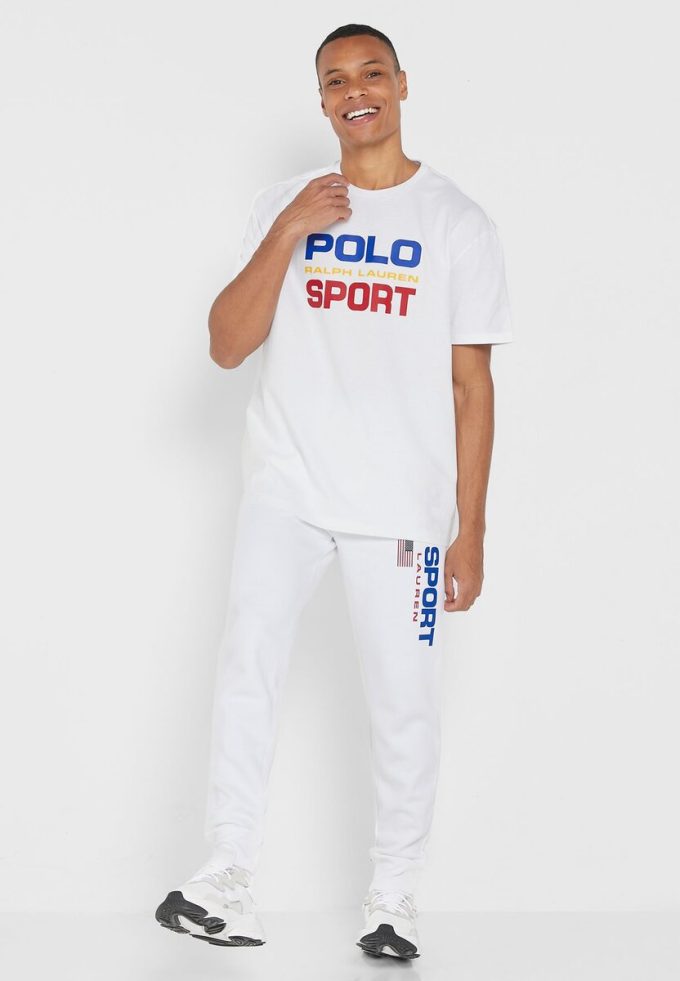 Weiße Herren-T-Shirts mit Rundhalsausschnitt und Logo von Ralph Lauren