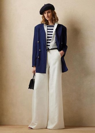 Weiße Hose mit weitem Bein von Ralph Lauren Elaine aus Shantung-Seide für Damen