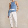 Weiße Karotten-Jogginghose aus Baumwoll-Mischfleece für Damen von Ralph Lauren