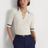 Weiße Kurzarmpullover aus Seidenmischung von Ralph Lauren für Damen